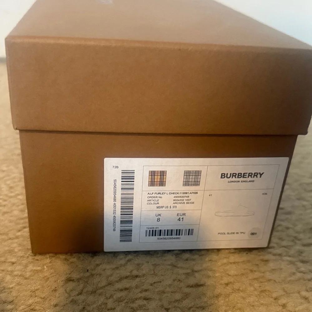 Burberry Beige and Black Check Slides - Picture 5 of 5